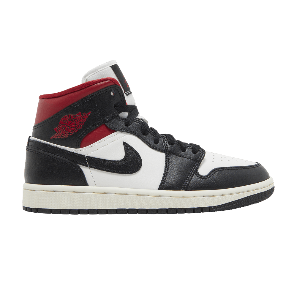 Wmns Air Jordan 1 Mid 'Black Sail Gym Red'