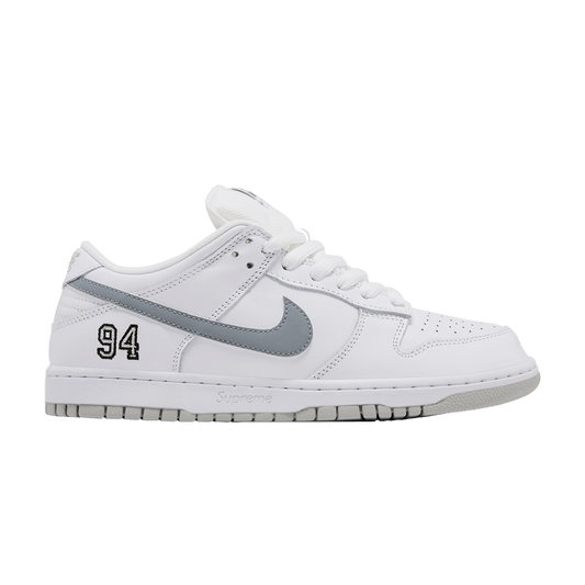Supreme x Dunk Low SB 'White Metallic Silver'